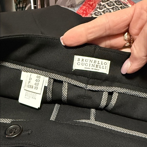 Brunello Cucinelli Monili Timmed Pocket Cropped Wool Black Trouser US10 - Picture 8 of 10